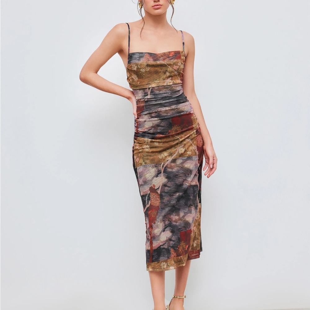 Elegant Multicolor Midi Dress XL